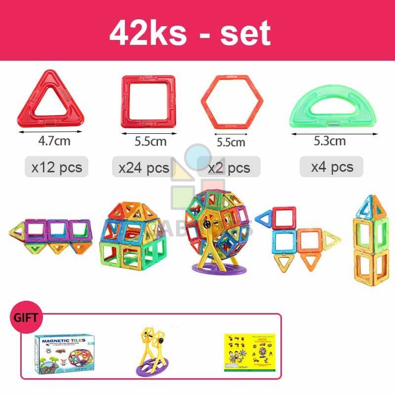 Magnetická stavebnice 42ks - Magnetic Tiles
