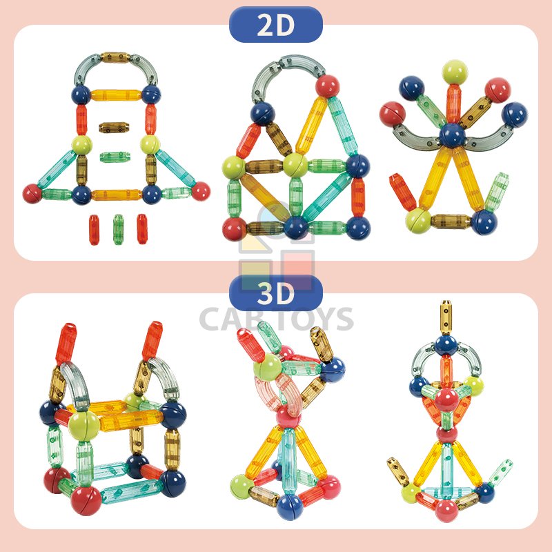Magnetická stavebnice 38ks - Transparency Color  Magnetic Sticks