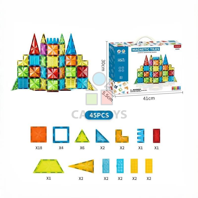 Magnetická stavebnice Diamond 45ks sada - Magnetic Tiles