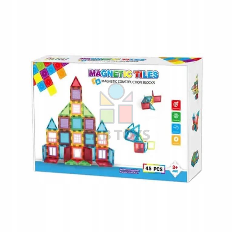 Magnetická stavebnice 45ks sada - Magnetic Tiles