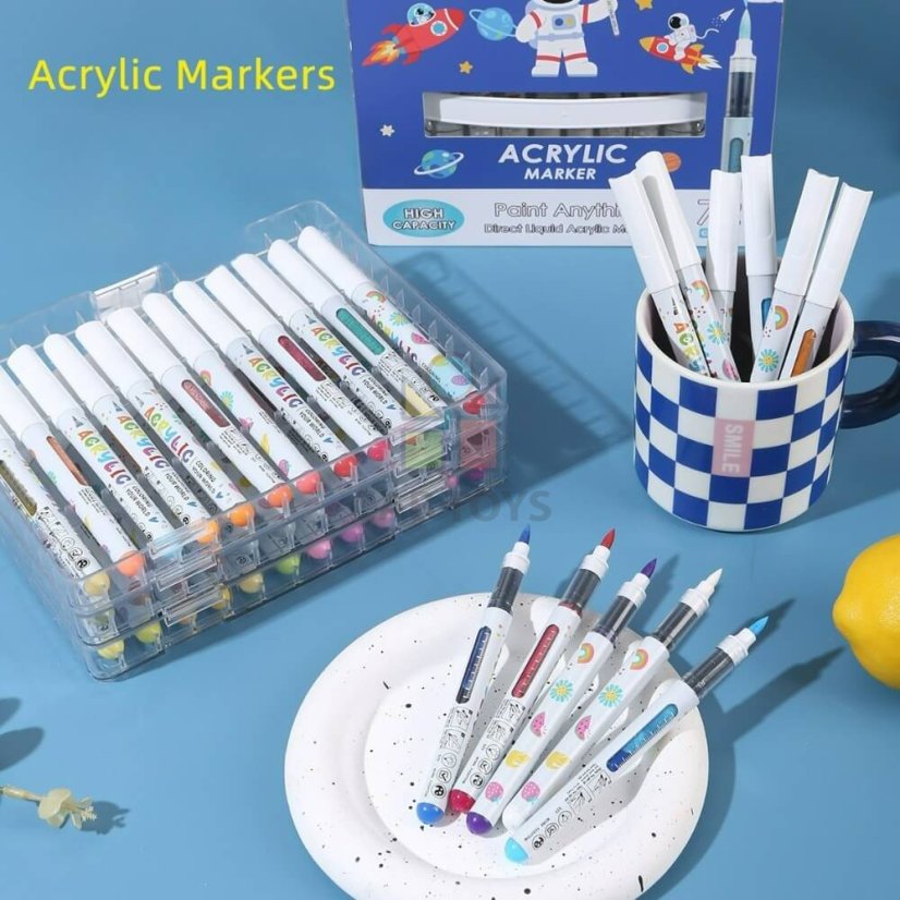 Akrylový Marker 48ks – Tekutý Umelecký Fix, Nepriehľadná Akrylová Farba