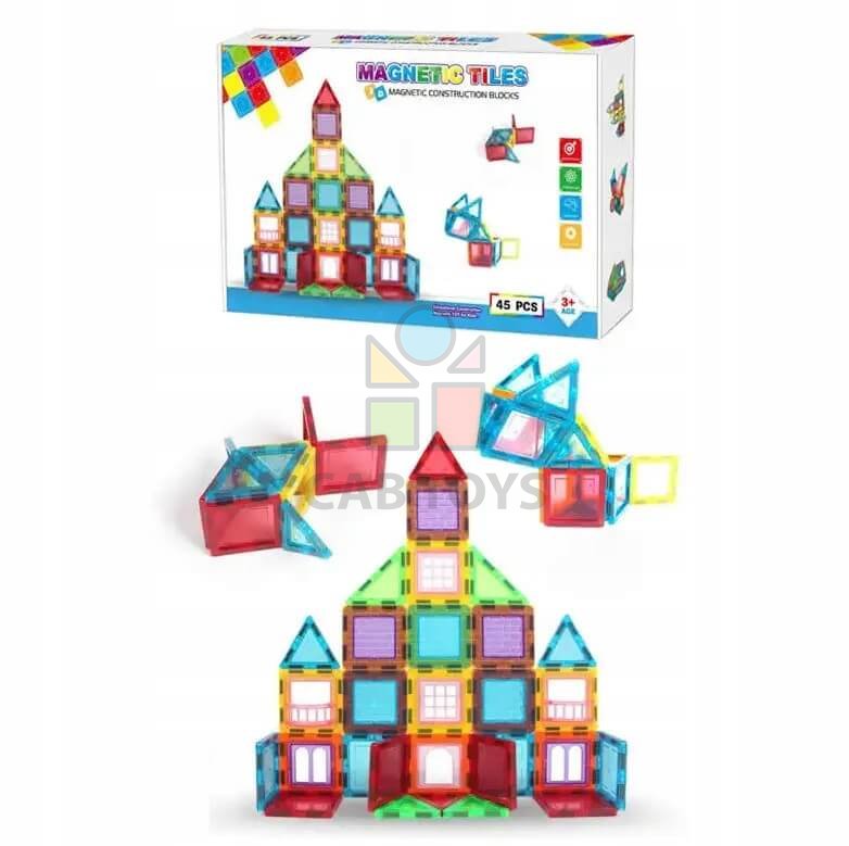 Magnetická stavebnice 45ks sada - Magnetic Tiles