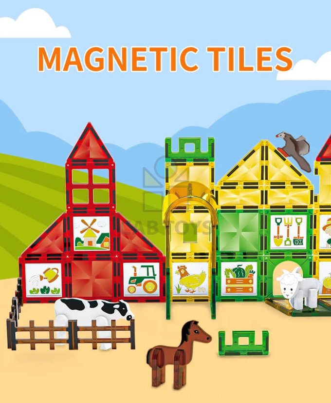 Magnetická stavebnice Window Art Farm 80ks – Magnetic Tiles