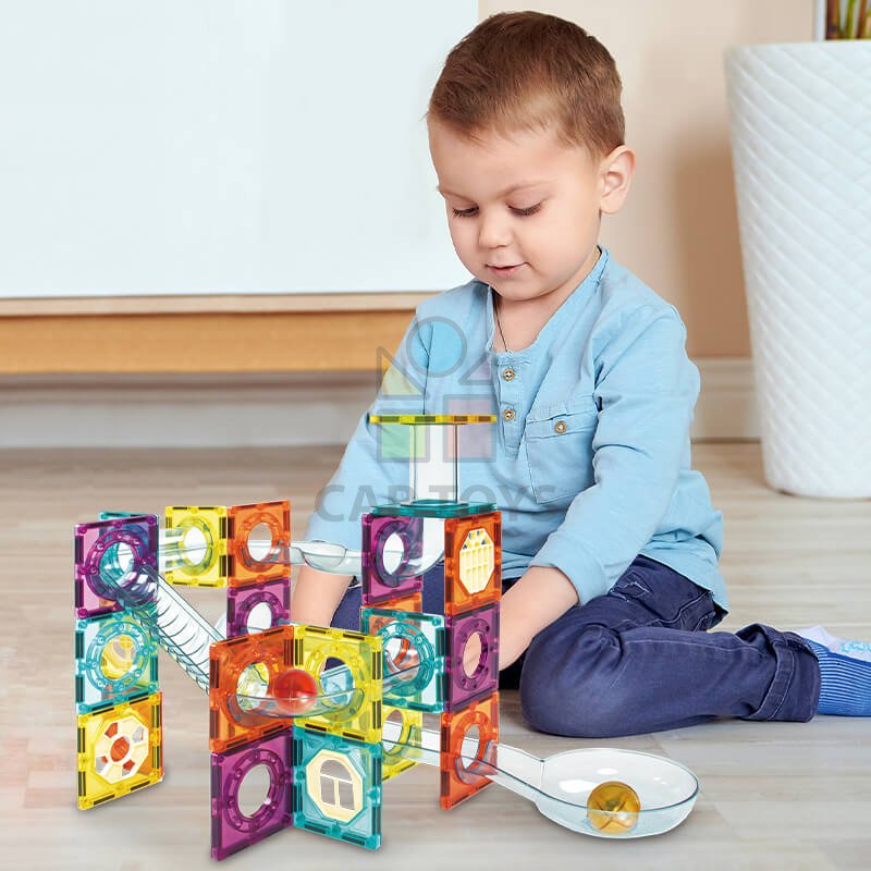 Magnetická stavebnice Marble Roller II 56ks sada - Magnetic Tiles