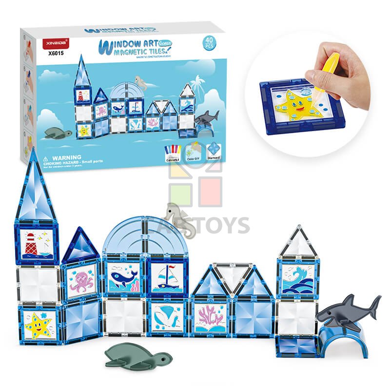 Magnetická stavebnica Window Art Ocean 40ks - Magnetic Tiles