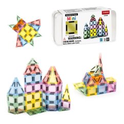 Magnetická stavebnica Magnetic Tiles Mini 42 ks v kovovej dóze