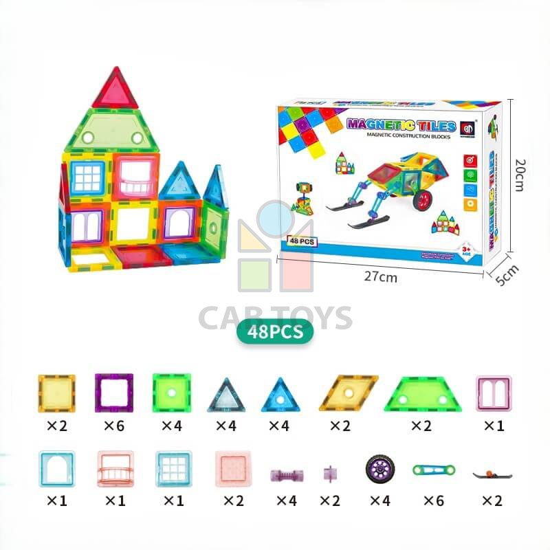 Magnetická stavebnice 48ks sada - Magnetic Tiles