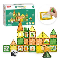 Magnetická stavebnice Window Art Jungle 47ks – Magnetic Tiles Magnetická stavebnice Window Art Jungle 47ks – Magnetic Tiles