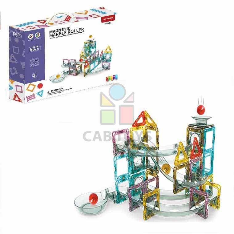 Magnetická stavebnice Marble Roller 66ks sada - Magnetic Tiles