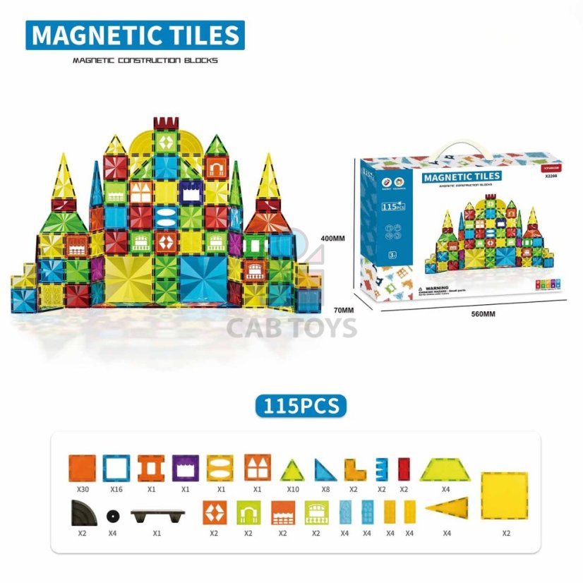 Magnetická stavebnice Diamond 115ks sada - Magnetic Tiles