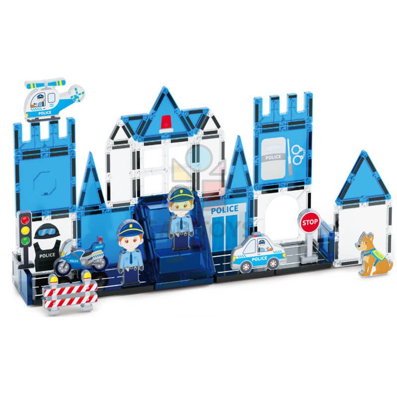 Magnetická stavebnica Police 42ks - Magnetic Tiles