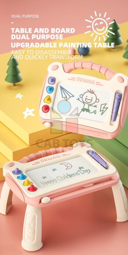 Dětská tabule na kreslení stoleček růžový