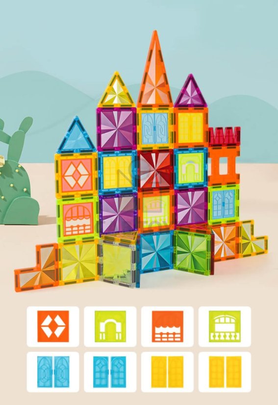 Magnetická stavebnice Diamond 45ks sada - Magnetic Tiles