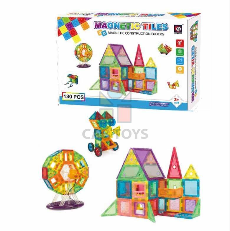 Magnetická stavebnica 130ks sada - Magnetic Tiles