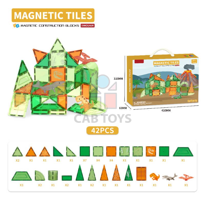 Magnetická stavebnice Dinosaur  sada 42ks – Magnetic Tiles