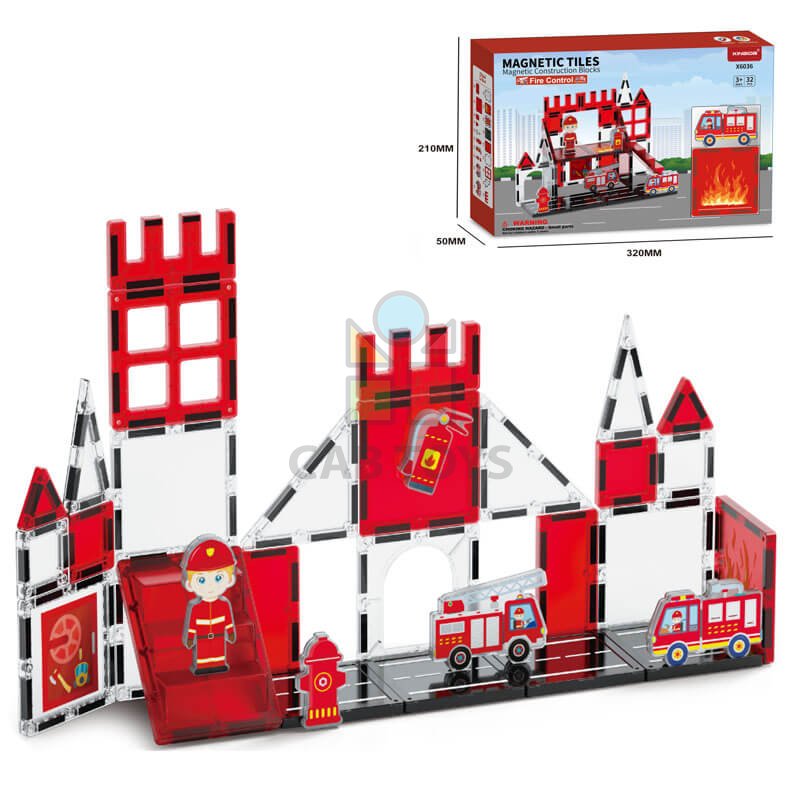 Magnetická stavebnica Fire Control 32ks - Magnetic Tiles