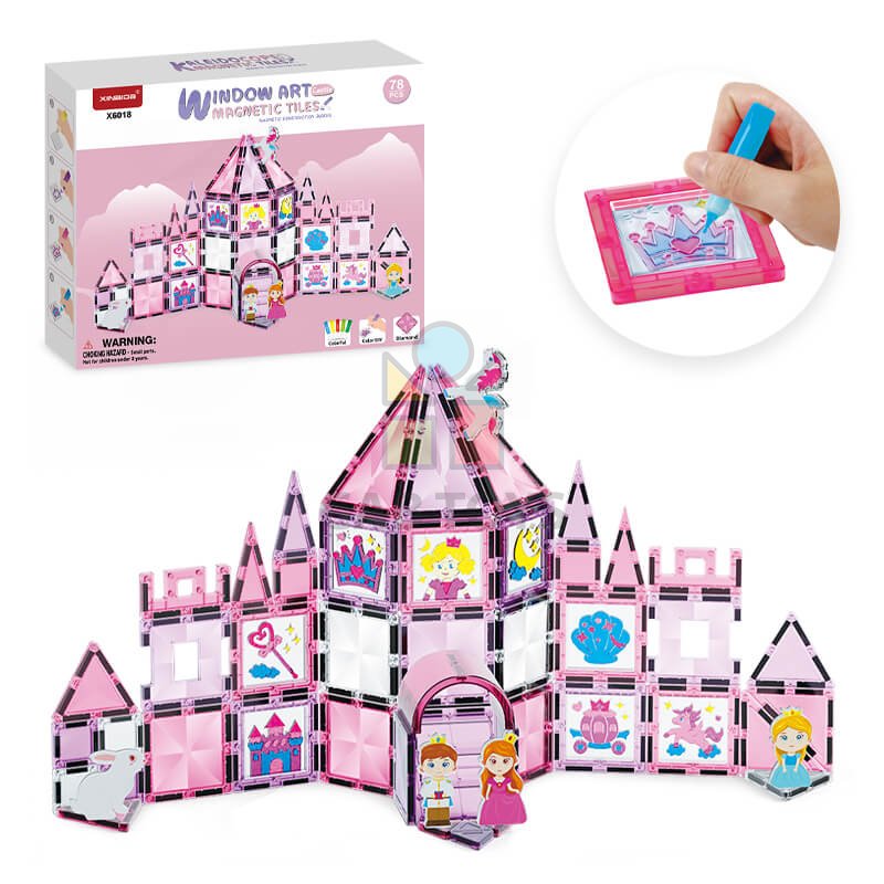 Magnetická stavebnica Window Art Castle 78ks - Magnetic Tiles