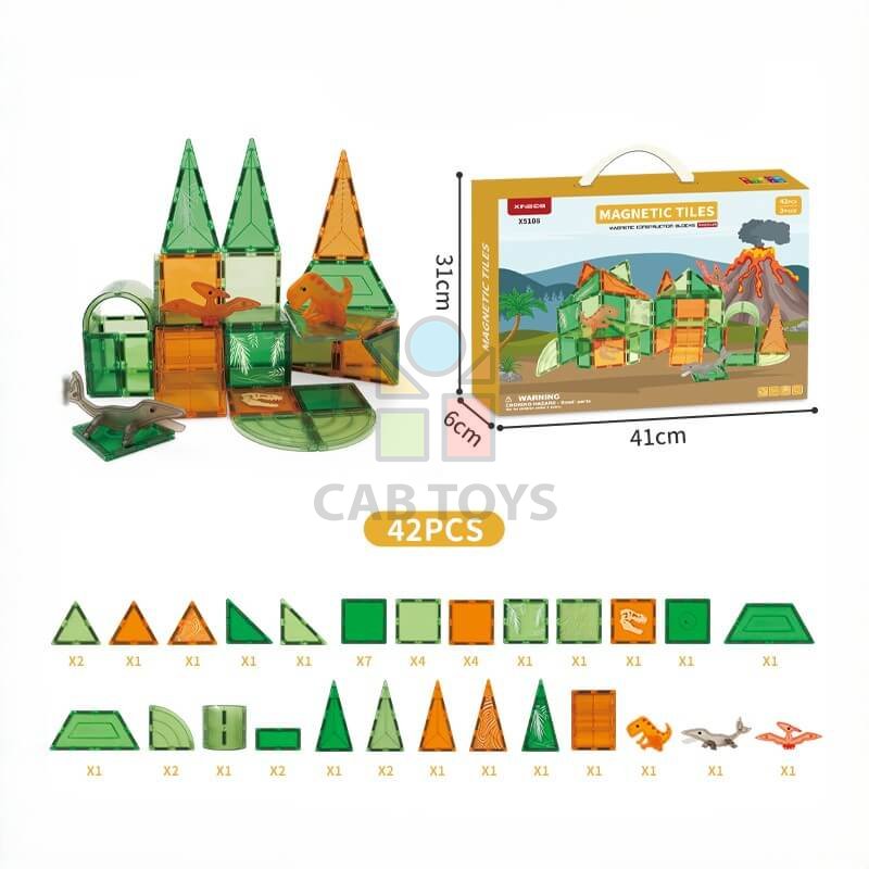 Magnetická stavebnice Dinosaur  sada 42ks – Magnetic Tiles