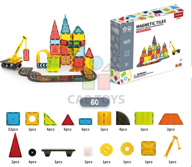 Magnetická stavebnice Dream Builder 60ks sada - Magnetic Tiles