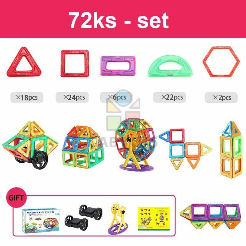 Magnetická stavebnice 72ks - Magnetic Tiles