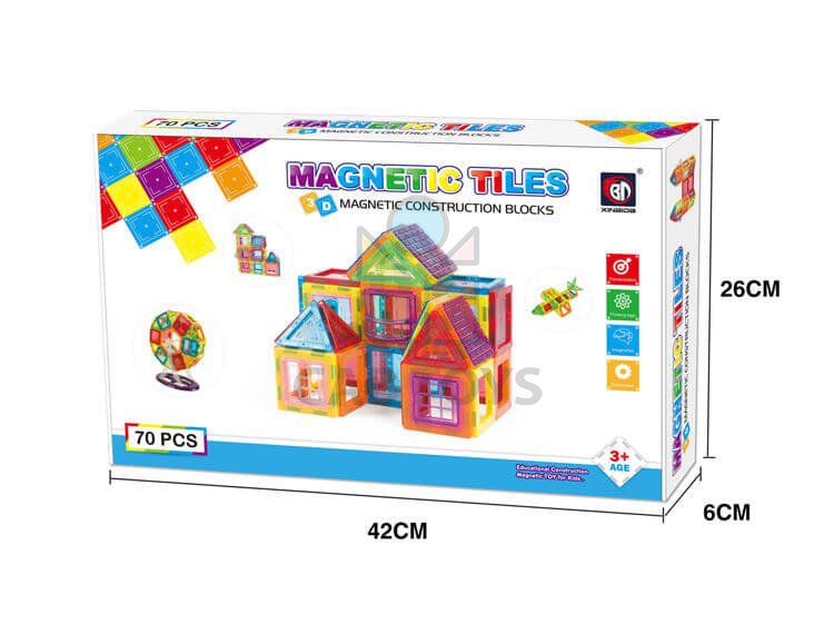 Magnetická stavebnica 70ks sada - Magnetic Tiles