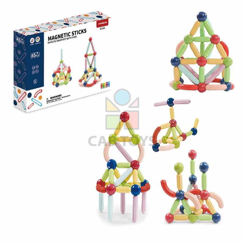 Magnetická stavebnica 45ks - Solid Color Magnetic Sticks