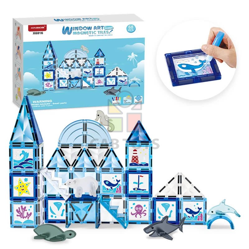 Magnetická stavebnica Window Art Ocean 68ks - Magnetic Tiles