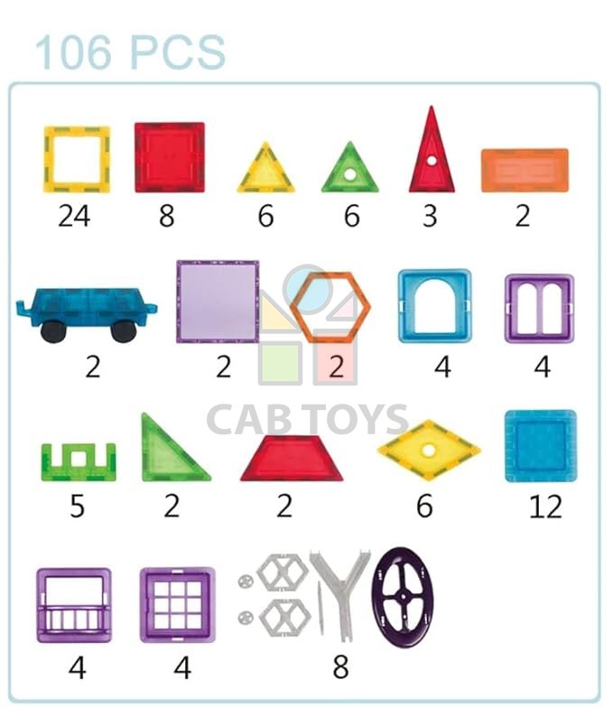Magnetická stavebnica 106ks sada - Magnetic Tiles