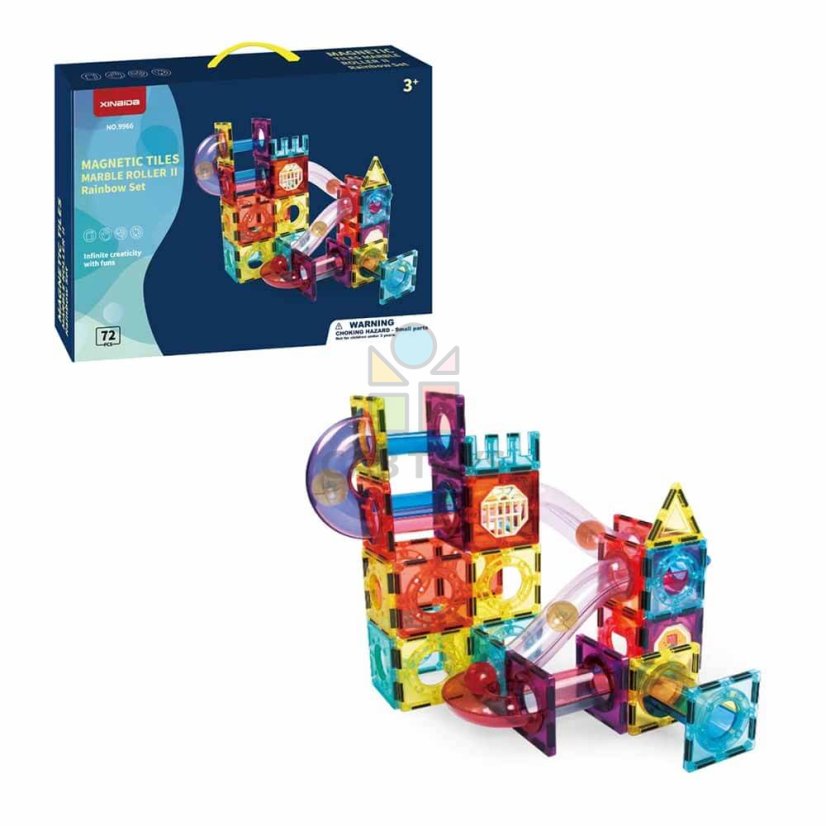Magnetická stavebnica Marble Roller II 72ks sada - Magnetic Tiles