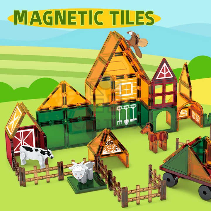 Magnetická stavebnica Farm sada 46ks - Magnetic Tiles