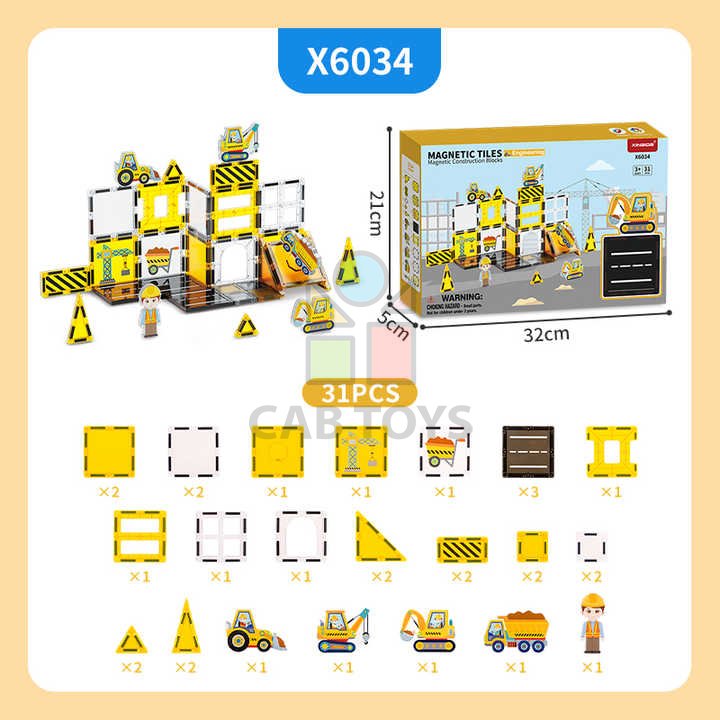 Magnetická stavebnica Engineering 31ks - Magnetic Tiles
