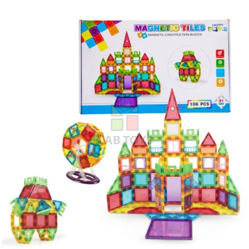 Magnetická stavebnica 106ks sada - Magnetic Tiles