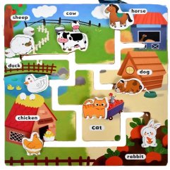 Montessori bludisko – drevená vzdelávacia tabuľa pre deti - Animal 2