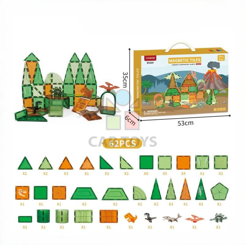 Magnetická stavebnice Dinosaur  sada 62ks – Magnetic Tiles