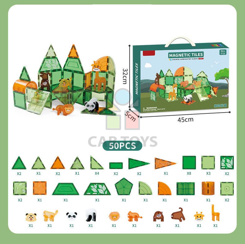 Magnetická stavebnica Animal sada 50ks - Magnetic Tiles