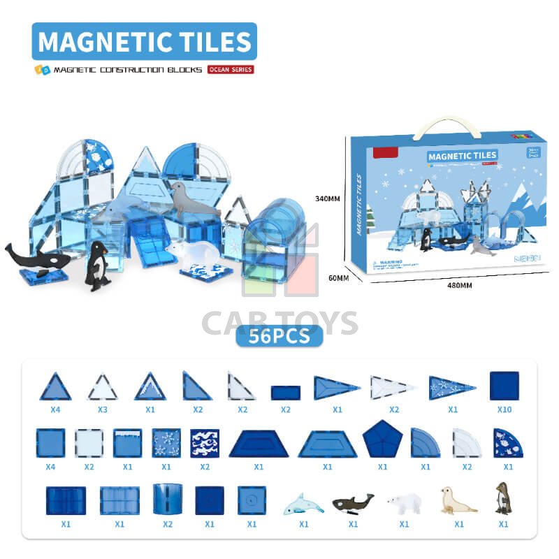 Magnetická stavebnica Ocean sada 56ks - Magnetic Tiles