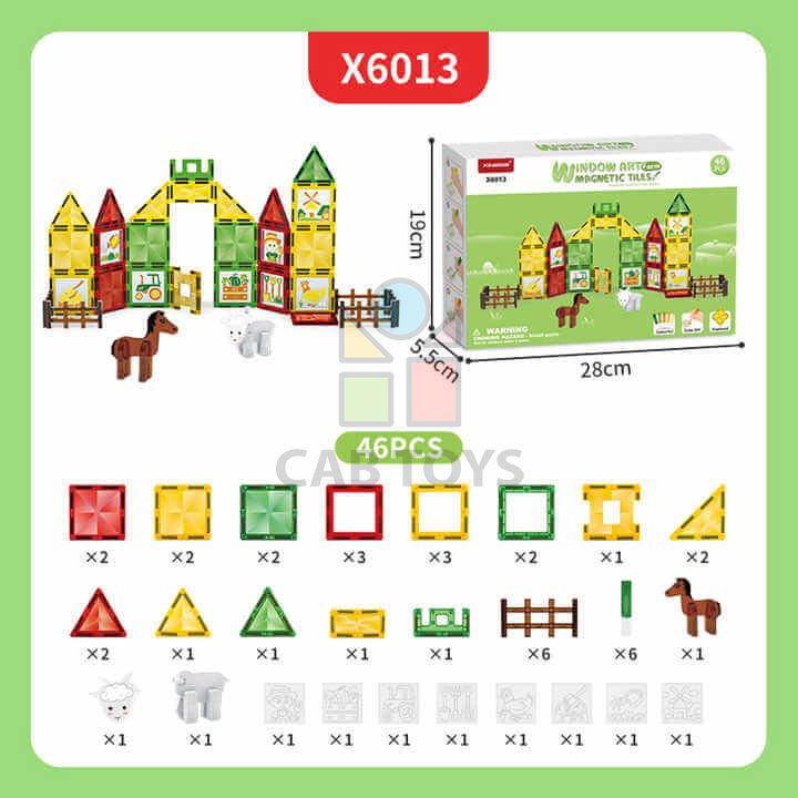 Magnetická stavebnica Window Art Farm 46ks - Magnetic Tiles