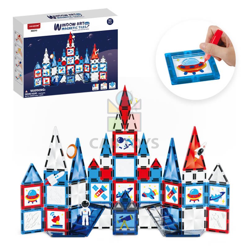 Magnetická stavebnica Window Art Space 90ks - Magnetic Tiles