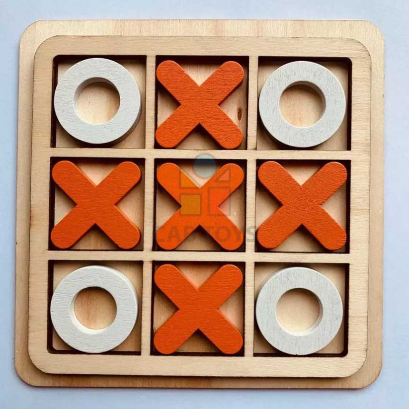 Piškotky nebo XO dřevěná desková hra bílo černé provedení – CAB Toys