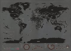 Stieracia mapa sveta Black