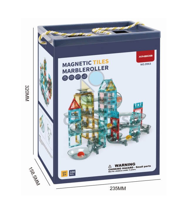 Magnetická stavebnice Marble Roller 100ks sada - Magnetic Tiles