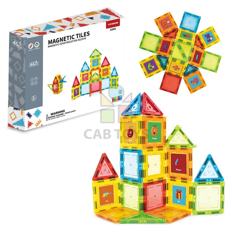 Magnetická stavebnice 46ks sada - Magnetic Tiles