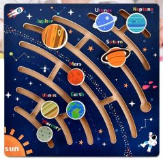 Montessori bludisko – drevená vzdelávacia tabuľa pre deti - Space
