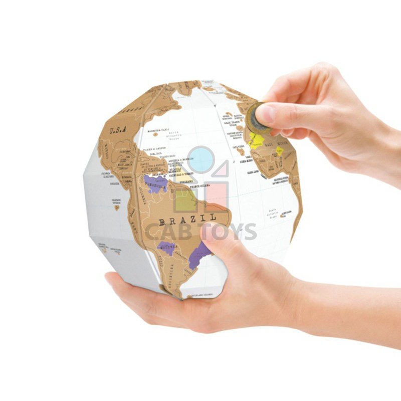 Stírací mapa 3D globus puzzle