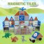 Magnetická stavebnica Dinosaur World Magnetic Tiles – dinosaurí park, 65 ks