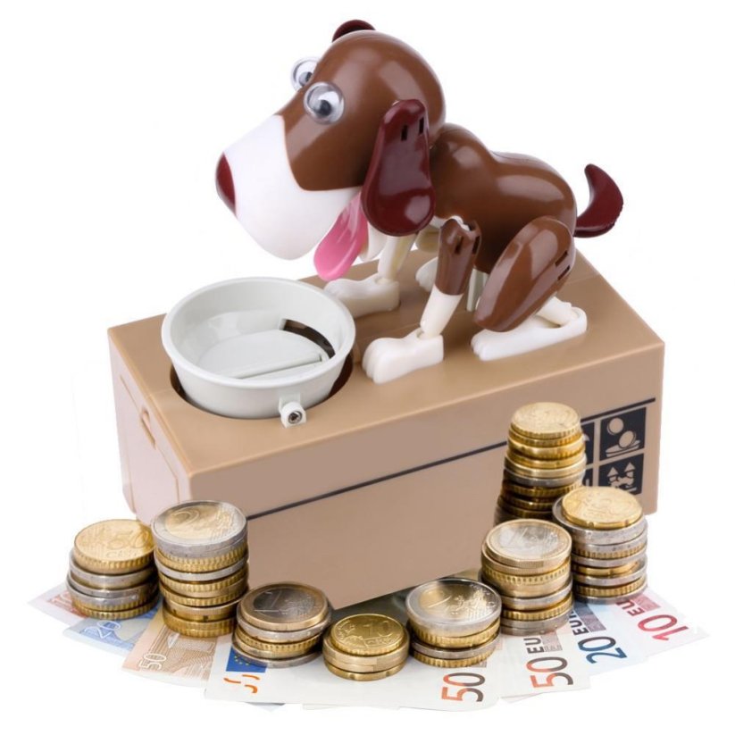 Pokladnička pre deti - Pes požierajúci mince