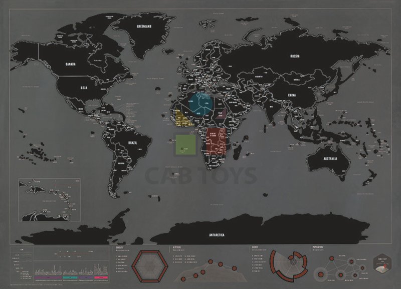Stírací mapa světa Black