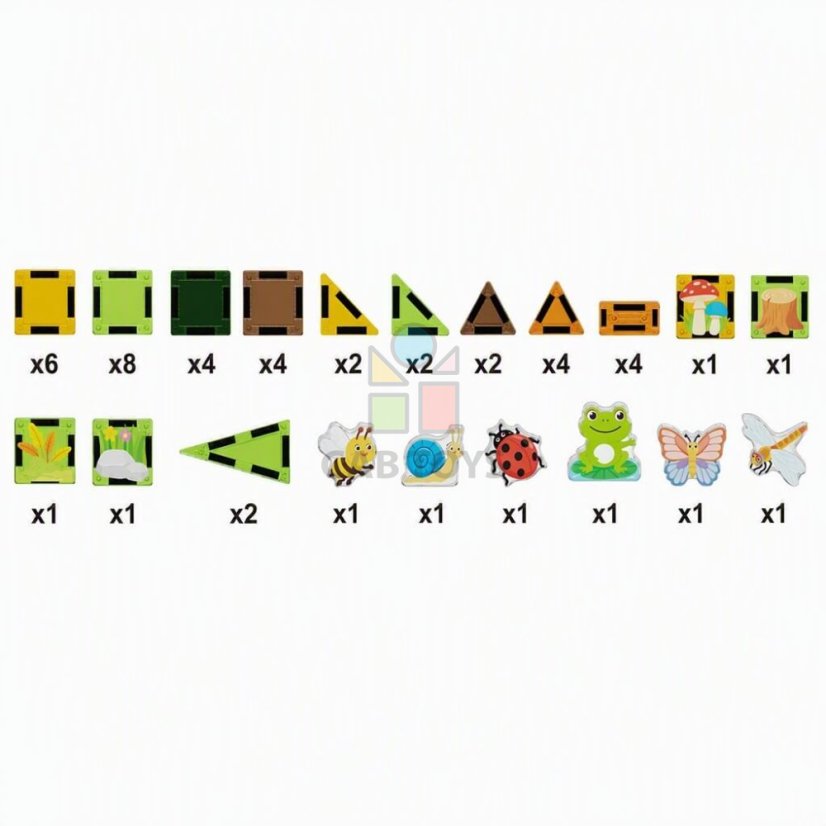 Magnetická stavebnica Garden Magnetic Tiles Mini – záhrada, 90 ks