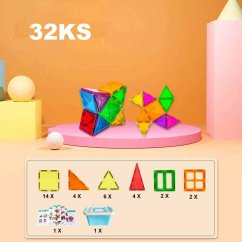 Magnetická stavebnica - 32ks + box