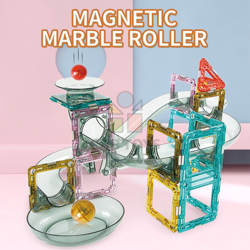 Magnetická stavebnice Marble Roller 66ks sada - Magnetic Tiles